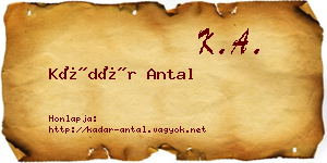 Kádár Antal névjegykártya